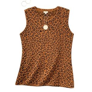 Oddi Women’s 3XL Leopard Print Sleeveless Sweater Top Plus Size Animal Print